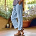 thumbnail image 3 of Cotton Linen Pants Women 2026 Summer Elastic Waist Straight Leg Loose Casual Lounge Pants with Pockets, 3 of 7