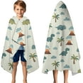 thumbnail image 3 of Light Green Dinosaurs Volcanoes Pattern Hooded Bath Towel，50"x30" for Ages 3 To 12 Kids, Quick Dry Lightweight Soft Microfiber Hood Beach Towel Cover Up for Kids, 3 of 7