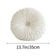 thumbnail image 6 of Clearance! Round Throw Pillow Velvet Home Decoration Pleated Round Pillow Cushion for Couch Chair Bed Car 13.7x13.7inches White, 6 of 6