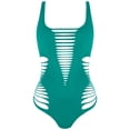 thumbnail image 4 of Wyzesi Bodysuit Bikini Swimsuit Alluring Style Design for Tempting Charm Geometric Patterns Swimwears Dark Green S, 4 of 5