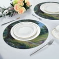 thumbnail image 6 of Round Placemats Set of 4 Heat Resistant Washable Kitchen Table Decorations 15.4in Flower-covered Forest Paths, 6 of 7