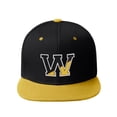 thumbnail image 2 of Daxton Classic Snapback Initial Numbers Letters Flat Bill Visor Cap, Black Yellow Hat, Letter W, 2 of 4