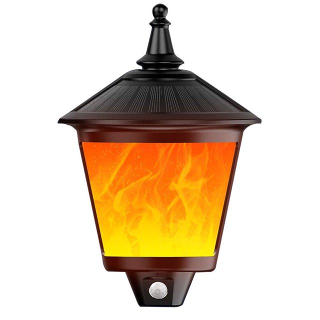 Luz decorativa solar para exteriores, luz de pared intermitente decorativa 2 en 1, de atardecer a amanecer, 87 sensores de movimiento LED, impermeable al aire libre, adecuada para fiestas, jardines, patios, garajes, puertas traseras/delanteras (1 paquete) ER