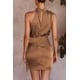 thumbnail image 5 of Vestido PRETTYGARDEN Marrón Oscuro sin Mangas con Cinturón XXL, 5 of 8