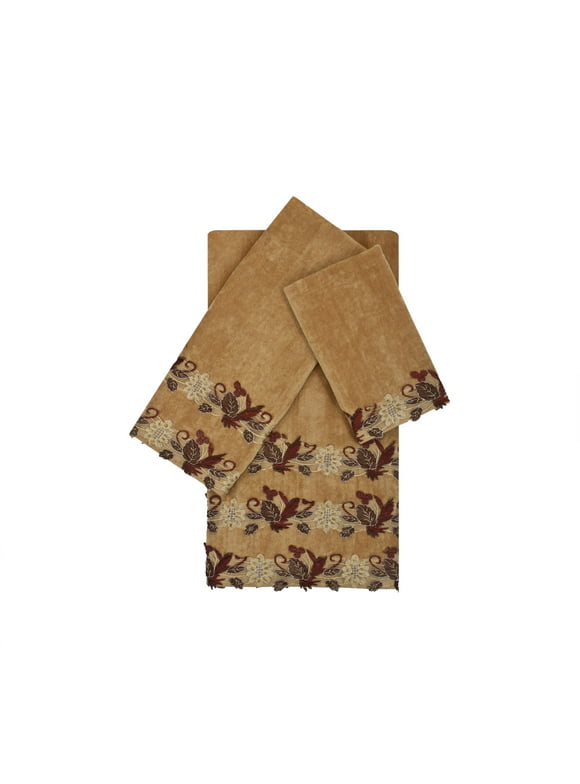 Sherry Kline  Romantica Lace Gold 3-piece Embellished Towel Set