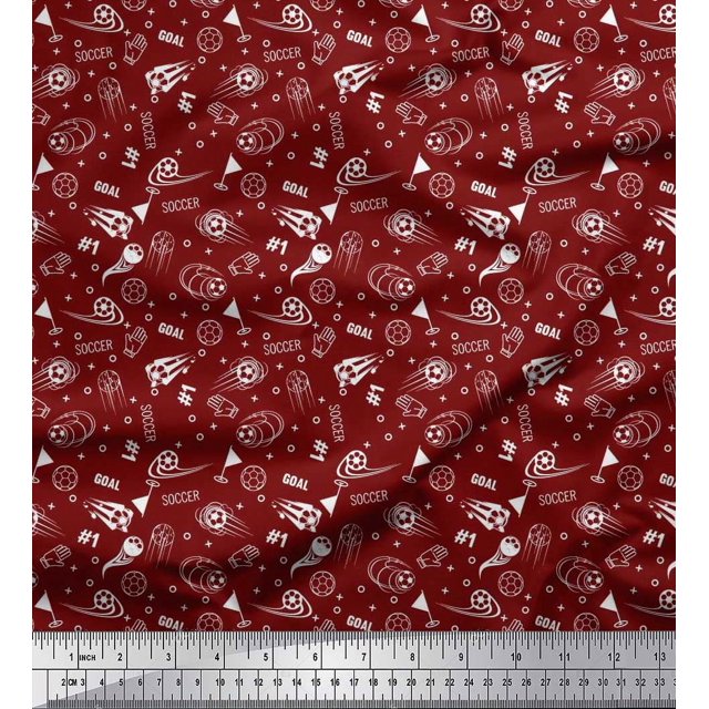 Soimoi Rayon Fabric Geometric Sign,Flag & Football Sports Printed Fabric 1 Yard 42 Inch Wide