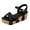 Black, variant on Women's Peep Toe Wedge Sandals Adjustable Buckle Slingback Platform Summer Casual