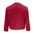 thumbnail image 4 of Mnjin Casual Cropped Blazer Jackets for Women Solid Color 3/4 Sleeve Open Front Cardigan Short Jacket Suit Coat Outerwear (Red,Size-M), 4 of 6