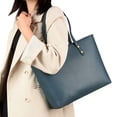 thumbnail image 1 of Bolso de mano de piel sintética suave para mujer, bolso de mano de gran capacidad, azul, 1 of 5
