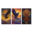 thumbnail image 2 of Designart "Mystical Eagle in Majestic Sunset Sky I" Animals Eagle Wall Art Set Of 3 - Eagle Blue Canvas Set For Living Room Decor, 2 of 6