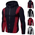 thumbnail image 6 of Zylarhe Men's Autumn And Winter Plus Velvet Slim Stitching Jacket Casual Hooded Sweater Mens Hooded Sweater, 6 of 6