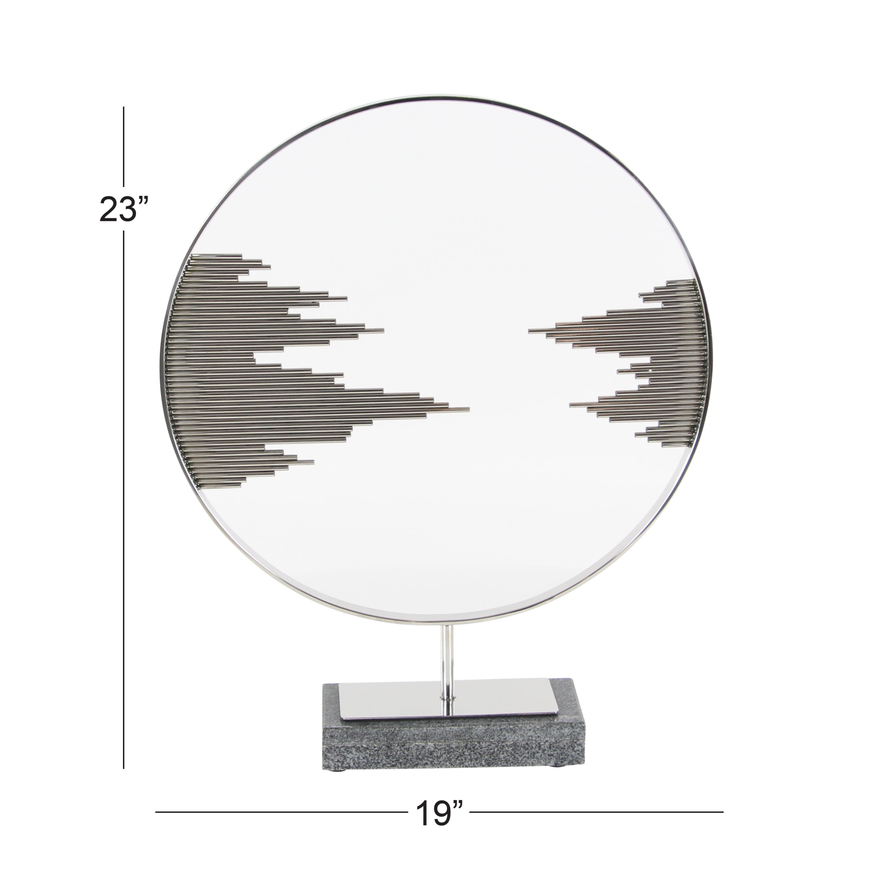 19" x 23" Black Stainless Steel Geometric Sculpture with Stand, by DecMode