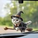 thumbnail image 1 of Mochila colgante para coche con diseño de gato mágico navideño, de acrílico, plana, para el interior del coche, llavero decorativo, 1 of 5