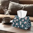thumbnail image 4 of ZUXONGSY Flower Tissue Box Covers Modern PU Leather Tissue Holder Rectangle Tissue Pouch with Buckle Decorative Tissue Organizer Lightweight Tissue Box Holder Stylish Home Decor, 4 of 7