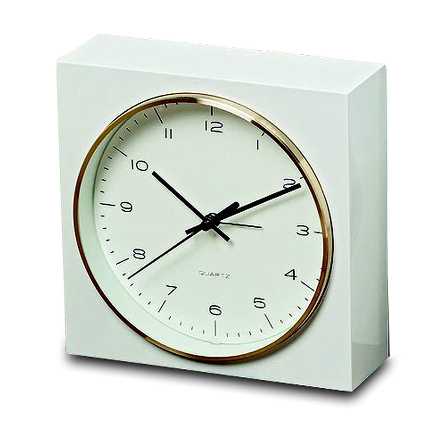 Elemental Block Clock With Alarm, Analog Table Top Time Piece, Quartz