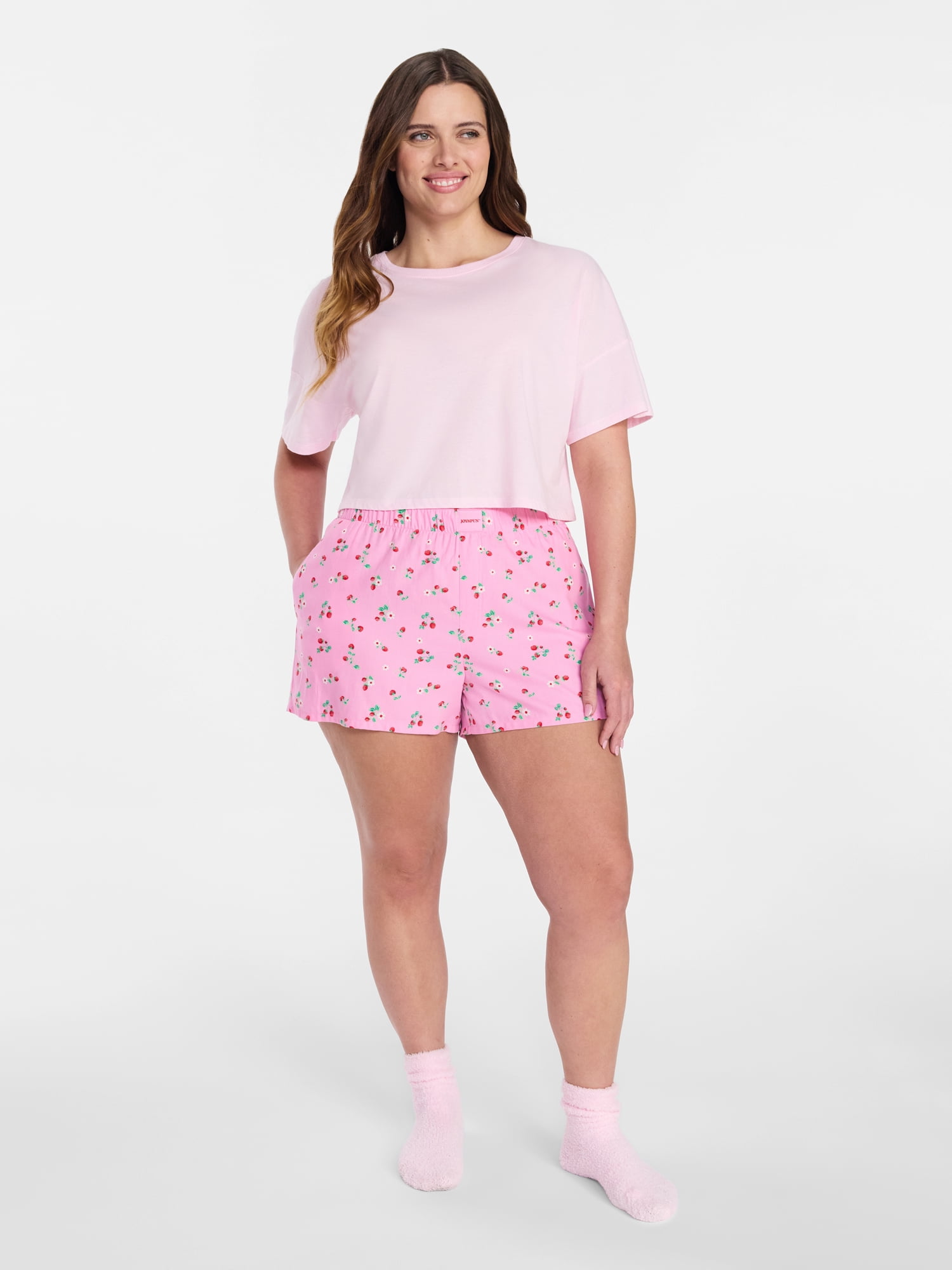 Joyspun Women's Woven Pajama Boxer Shorts, 3'' Inseam, Sizes XS-3X