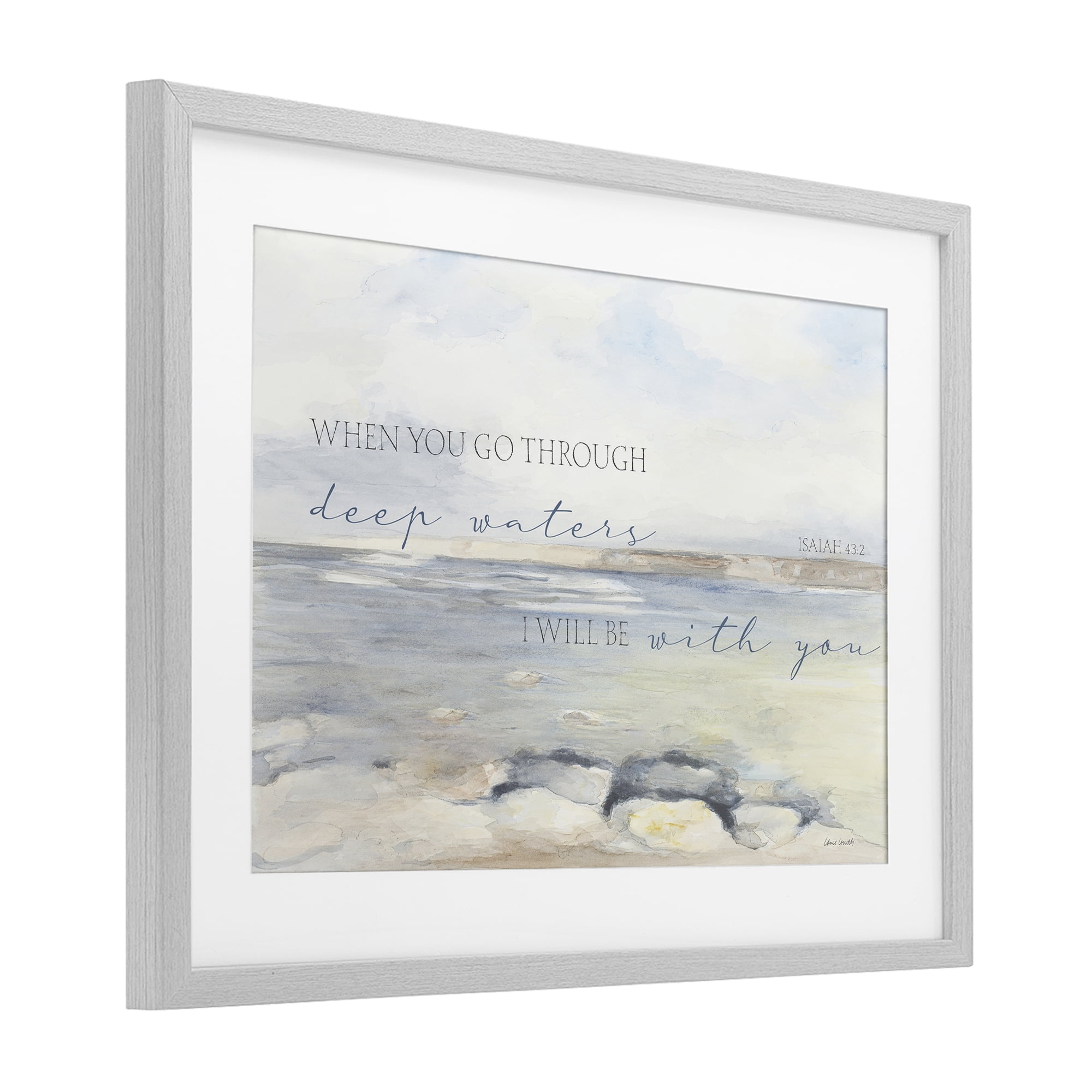 Stupell Industries Deep Waters Isaiah 43:2 Gray Framed Print Under Glass, design by Lanie Loreth