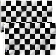 ANLEY Lot de 2 drapeaux à damiers Fly Breeze 3 x 5 pieds - Drapeaux de course noirs et blancs en polyester