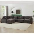 thumbnail image 4 of LolLov Furniture Modern Polyester Sectional Sofa Living Room Furniture Set, Dark Gray, 4 of 7