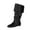 #066-Black, variant on Women's Mid Calf Boots - Low Heel Flat Western Ankle Boots with Pleated Turn-Down Cuff, Casual Versatile Sweet & Edgy Style for Fall Winter Trendy Outfits