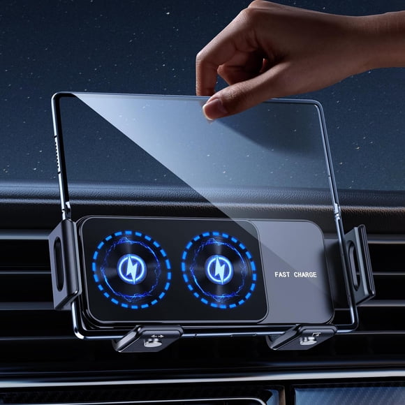 Cargador Inalámbrico de Coche DICMKY Negro Doble Bobina para Samsung Galaxy Z Fold y Pixel 9 Pro