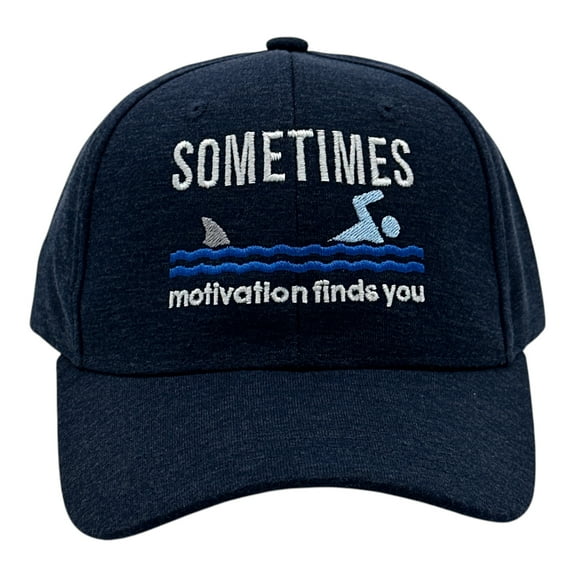 Sometimes Motivation Finds You Hat Funny Sarcastic Shark Graphic Novelty Cap