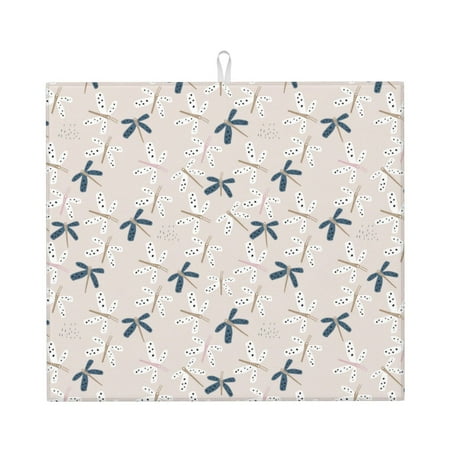

Dish Drying Mats for Kitchen Counter - Dots dragonflies 16x18In Anti-Slip Absorbent Microfiber Drying Mat for Kitchen Counter Mat Dish Rack Mat with Hanging Loop