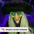 thumbnail image 6 of Haunted Hill Farm Life-Size Animated Talking Witch w/ Broomstick, 6 ft Halloween Decoration, HHWITCH-5FLSA, 6 of 15