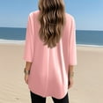 thumbnail image 5 of TODOZO 3/4 Sleeve T Shirts for Women Tunic Tops Loose Fit Shirts Solid Basic Tops Womens Tunics To Wear with Leggings Summer 3/4 Length Sleeve V Neck Tshirts with Pockets Long Blouses Casual, 5 of 7