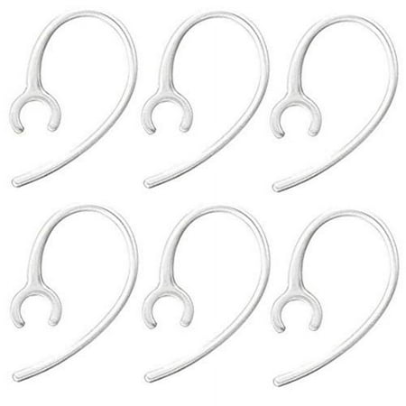 CuWire Universal Replacement Ear Hooks For Wireless Bluetooth Headset, Clear, 6 Pack
