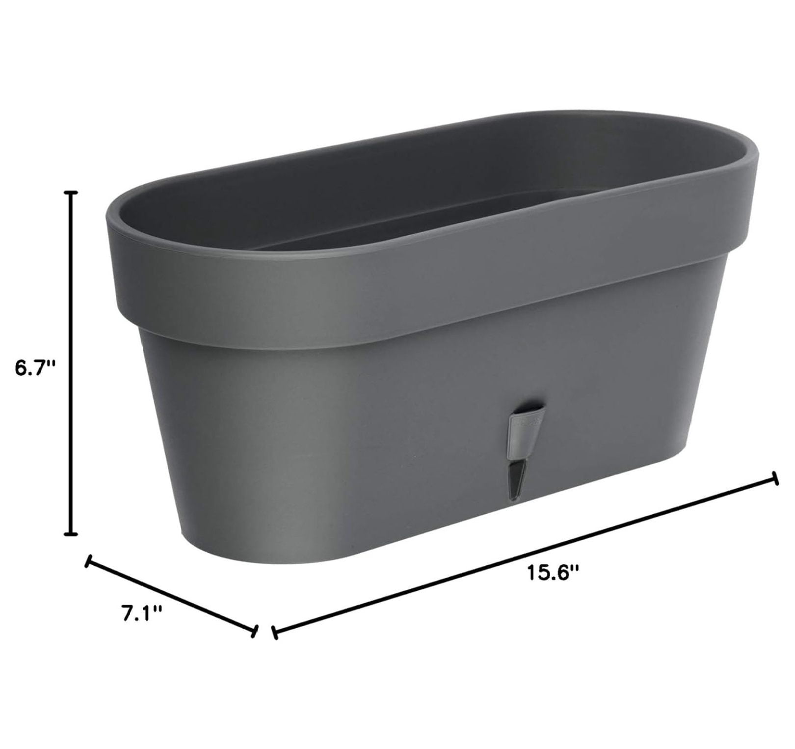 - Pack of 3 - Self Watering Window Box Planter - Indoor/Outdoor - Windowsill/Oblong Shape Plastic Planter with Bottom Watering and Water Level Indicator (15.6 Inch Long, Graphite)