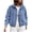 Light Blue, variant on Staron Cropped Denim Jacket for Women Casual Trucker Coat Zip Up Collared Long Sleeve 90s Streetwear Vintage Washed Jean Outerwear Black L