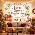 thumbnail image 3 of Home Grows Happier Here with Strawberry Basket, Cheerful Cottagecore Style for Garden Lovers, Farmhouse Wall Art, Housewarming Gift, Tapestry Wall Hanging for Kitchen and Entryway, 3 of 7