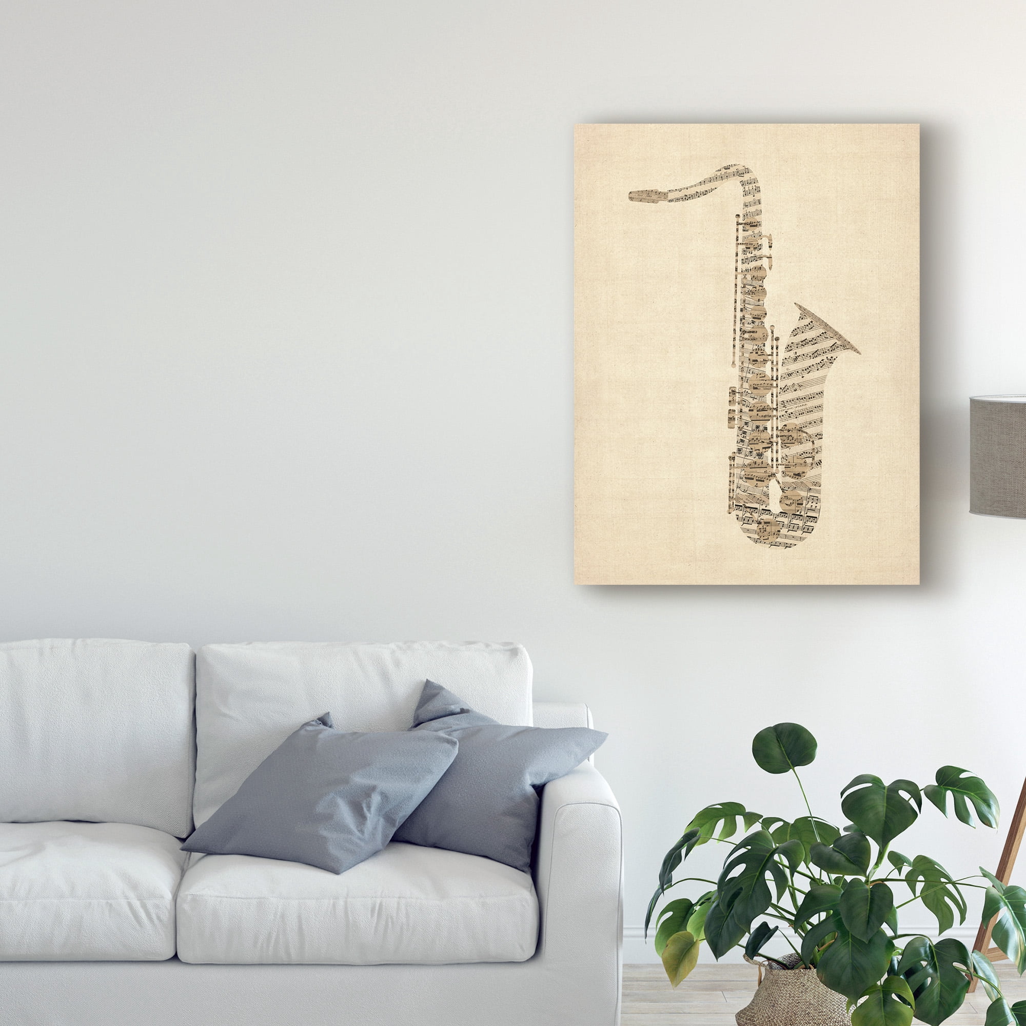Trademark Fine Art 'Saxophone Old Sheet Music' Canvas Art by Michael Tompsett