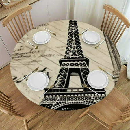 

Autua Eiffel Tower Round Tablecloth 100% Polyester Fabric Waterproof Stain Resistant Ideal for Indoor and Outdoor Use Wedding Parties 46 -50