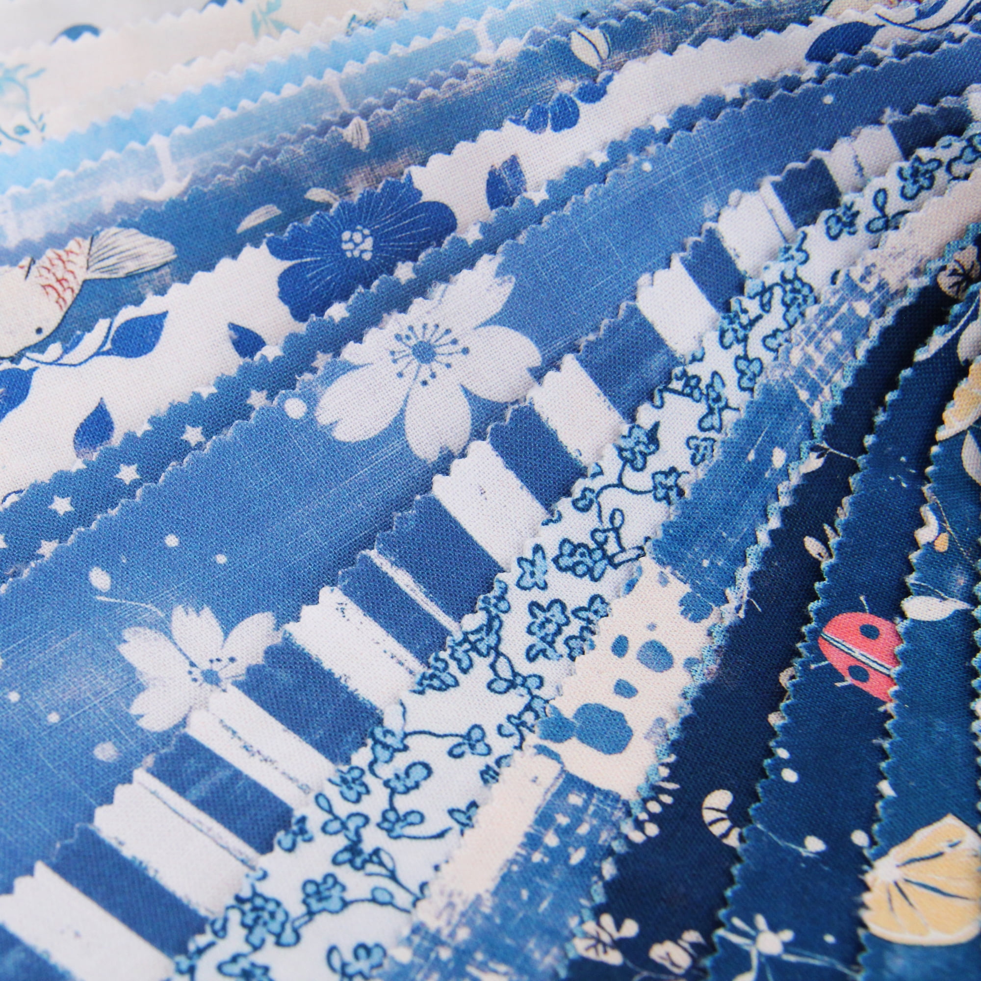 ThreadArt Exclusive Prints Jelly Roll Fabric Strips for Quilting, Crafting, and Sewing, 40 Precut Fabric Strips in Blue Prints, Premium Cotton for Quilts, Crafts, Rugs, Blankets, Clothing and More
