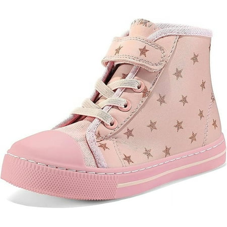 Kushyshoo Pink Star Toddler High Top Girls Sneakers Kids Walking Shoes 10M