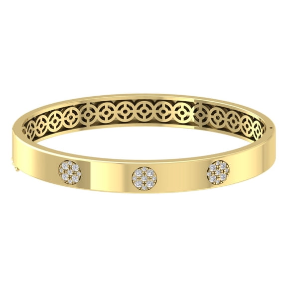 ARAIYA JEWELRY 14k Yellow Gold Diamond Bangle Bracelet (3/4 Cttw, I-J/ I2-I3), 7.5"
