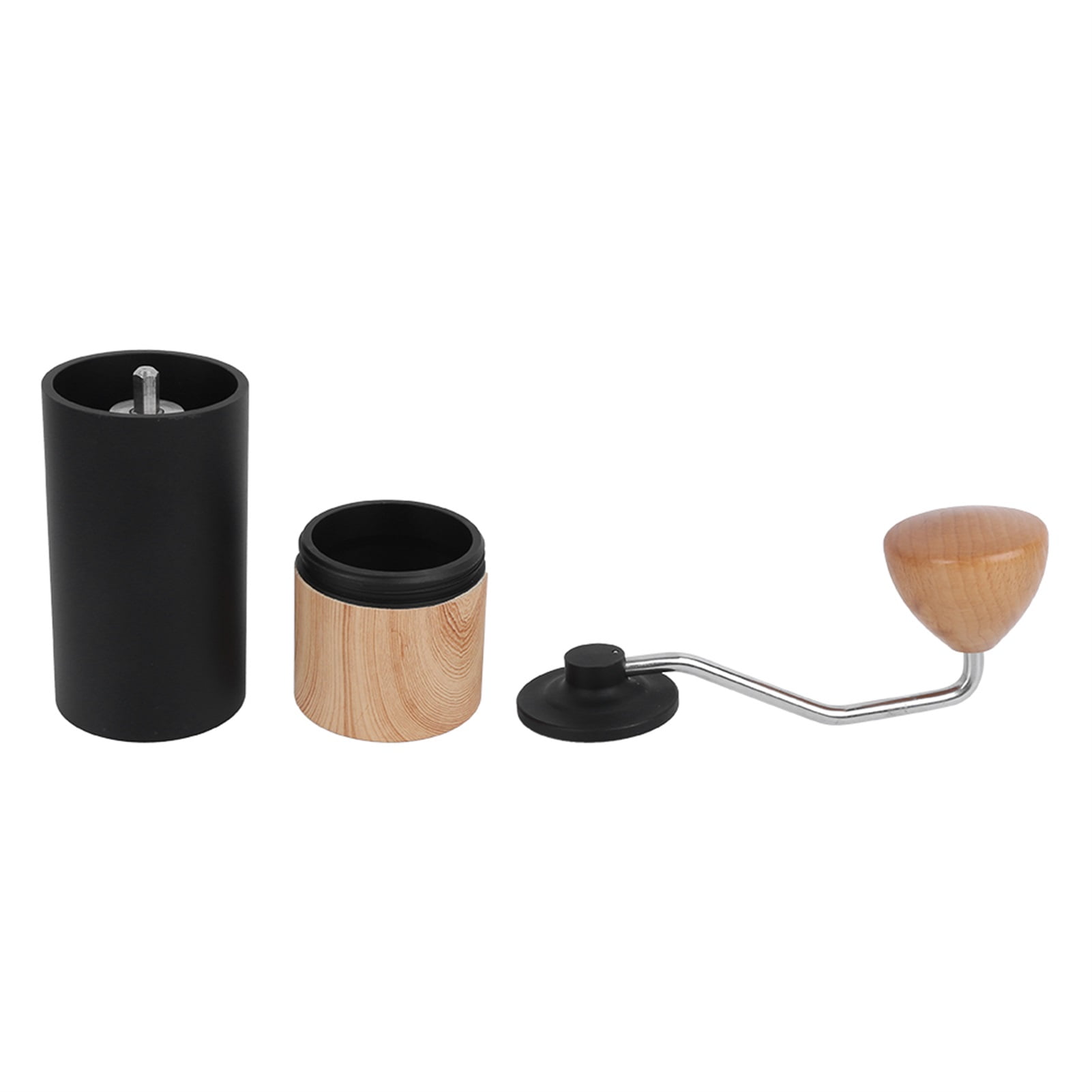 HQQGVVS Manual Coffee Grinder Stainless Steel Burr Mill Hand Grinding Machine with Adjustable SettingLight Wood Grain