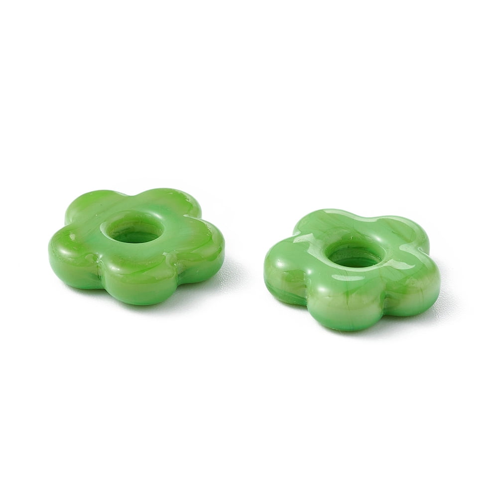 Handmade Lampwork European Beads Large Hole Beads Flower Mixed Color 15~16x4~6mm Hole: 4.8mm