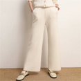 thumbnail image 3 of Clearance! Women's High Waist Wool Sweatpants Winter Fashion Wide Leg Pants Casual Straight Loose Trousers White S Size, 3 of 6