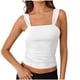 thumbnail image 4 of Blusa de poliéster para mujer, sin mangas, con cuello cuadrado y tirantes finos, de color liso, 4 of 9
