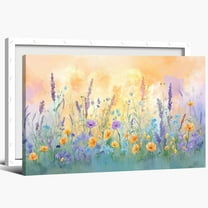 Butterflies and Wildflowers Meadow Poster Canvas Print Vintage Floral Landscape Wall Art Aesthetic Room Decoration Set For Home Bedroom Dorm Bathroom Wall Decor Framed