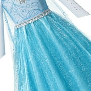 MAVLLY Princess Costume for Girls Cosplay Dress Bling Synthetic Crystal Bodice Snow Queen Princess Party Dress Fancy Children Clothes with Accessories Set 8 (2-12T)