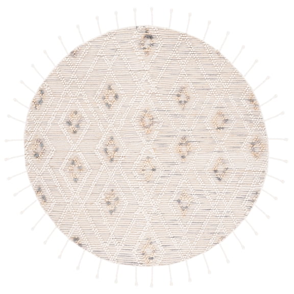 SAFAVIEH Natura Merrill Diamond Area Rug, Ivory/Grey, 6' x 6' Round
