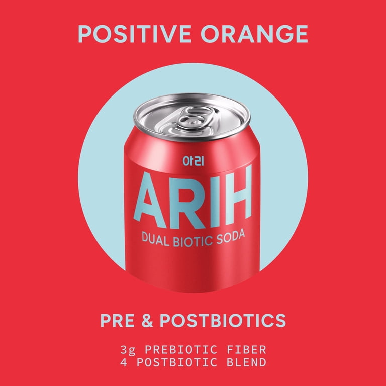 ARIH DUAL BIOTIC SODA オレンジ風味340ml1ケース24本 ARIH Dual Biotic Soda, Functional Prebiotic and Postbiotic Soda