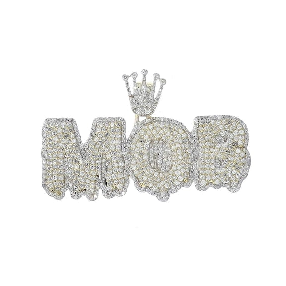 Midwest Jewellery 10K Gold Diamond Mob Pendant 3.00ctw Custom Diamond Pendant White and Yellow Gold