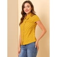 thumbnail image 4 of Camiseta de Manga Corta Unique Bargains Vintage Con Lunares Para Mujer Amarillo S, 4 of 6