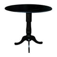 thumbnail image 3 of 42" Round Solid Wood Dual Drop Leaf Pedestal Table in Black - 41.5"H Bar Height by International Concepts, 3 of 10