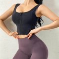 thumbnail image 1 of facefd Womens Front Zip Sport Bra Comfy Padded Shapewear Stretch Crop Top Vest, 1 of 7